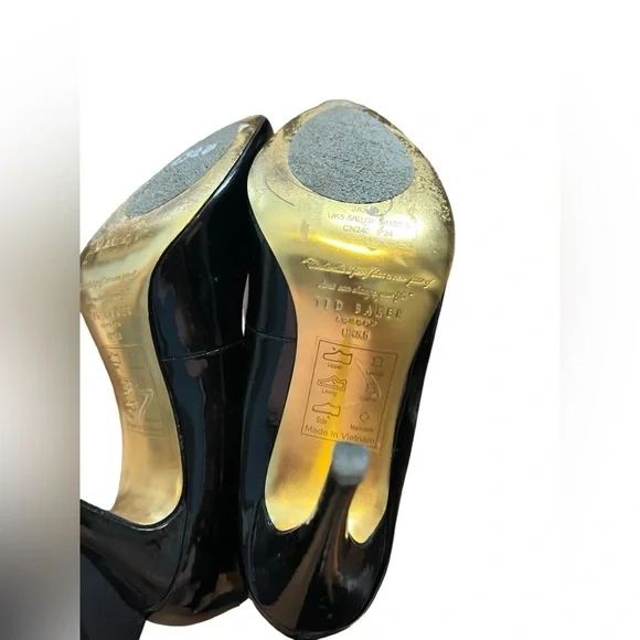 Ted Baker Marae Patent Leather Black Round Toe Pumps Heels - Picture 8 of 9